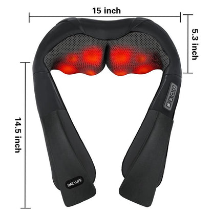 DAILYLIFE Shiatsu Neck and Back Massager - Electric Shoulder Massage Pillow for Ultimate Relaxation and Muscle Relief for Neck, Back, Shoulder, Foot, Leg - Perfect Gift for Everyone!